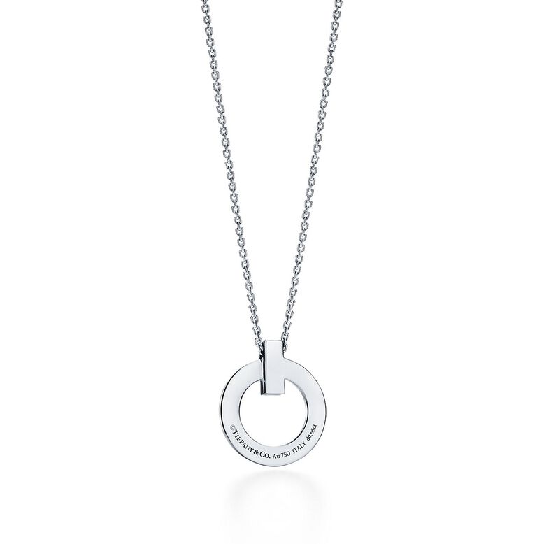 Tiffany T T1 circle pendant in 18k white gold with diamonds, , hi-res