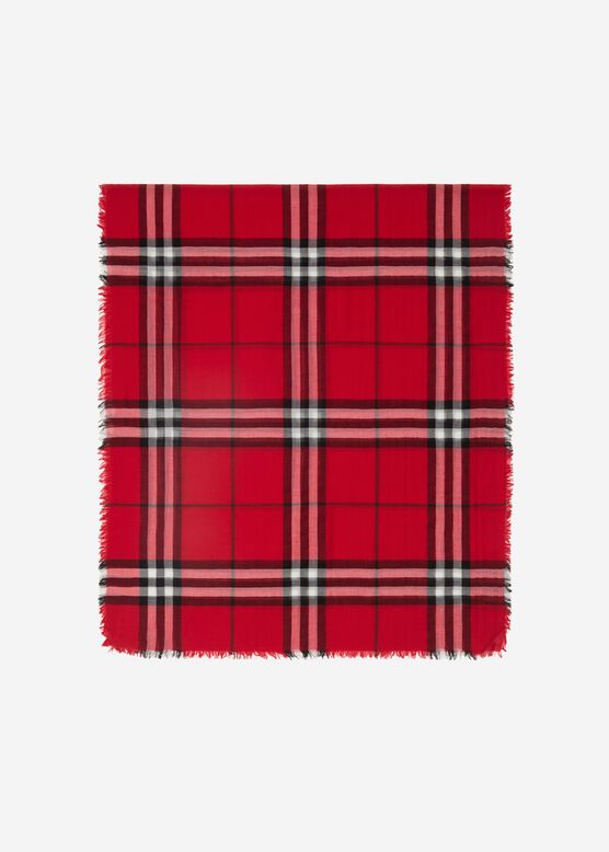 Wide Check Wool Scarf, , hi-res