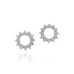 Open circle earrings of diamonds in platinum.