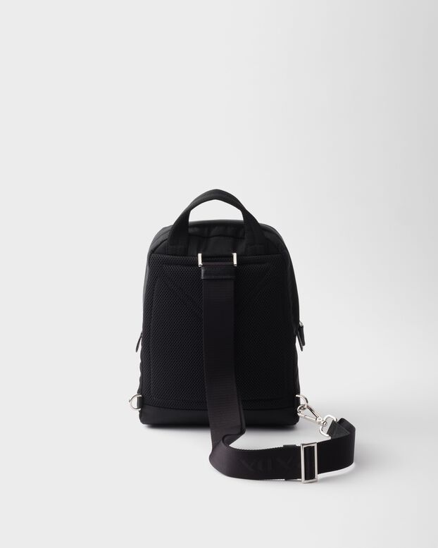 Re-Nylon and Saffiano leather backpack, , hi-res