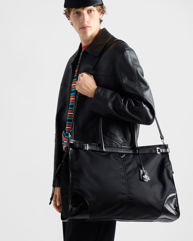 Prada Bonnie Re-Nylon and leather tote bag, , hi-res