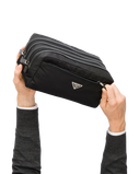 Re-Nylon and Saffiano leather travel pouch, , hi-res