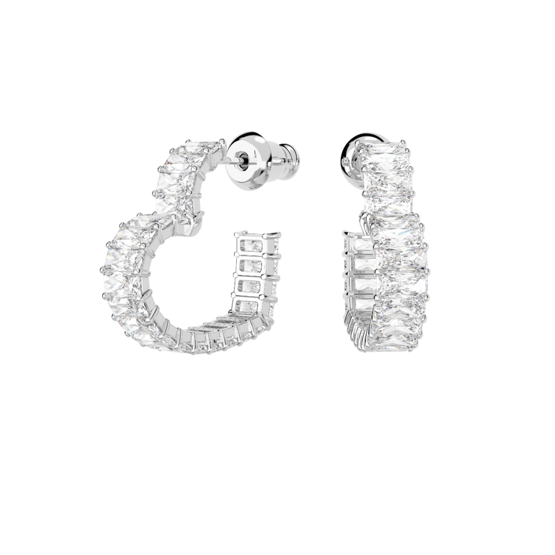 Matrix Heart Hoop Earrings - White Rhs, , hi-res