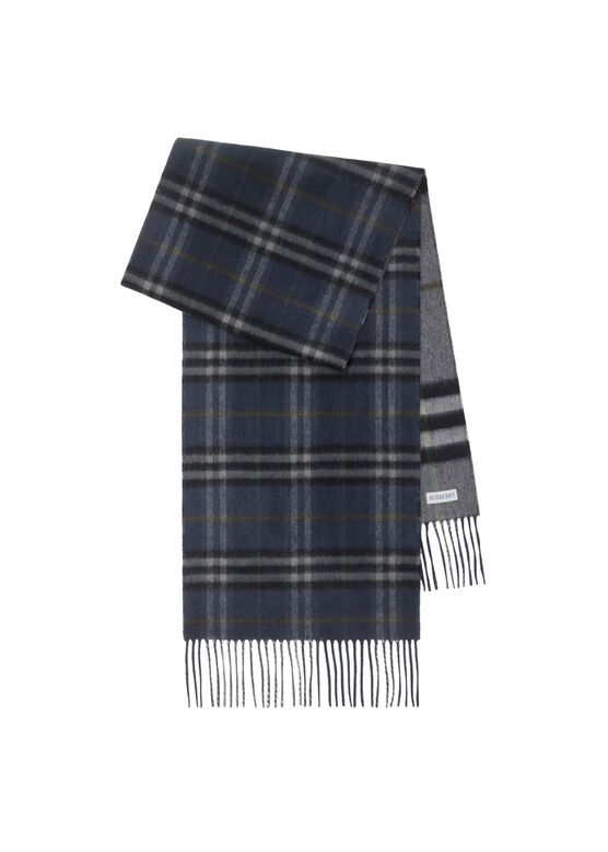 Reversible Contrast Check Cashmere Scarf, , hi-res
