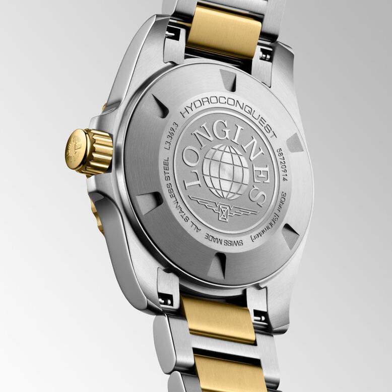 Hydroconquest Quartz 30mm Ladies Watch White Dial Stainless Steel and Yellow PVD Coating Bracelet, , hi-res