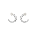 Matrix Crystal Pearl Hoop Earrings - White Rhodium