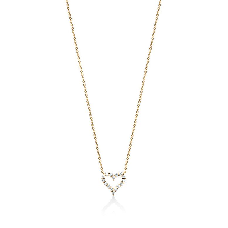 Heart pendant in 18k gold with diamonds, mini. - Size Mini, , hi-res