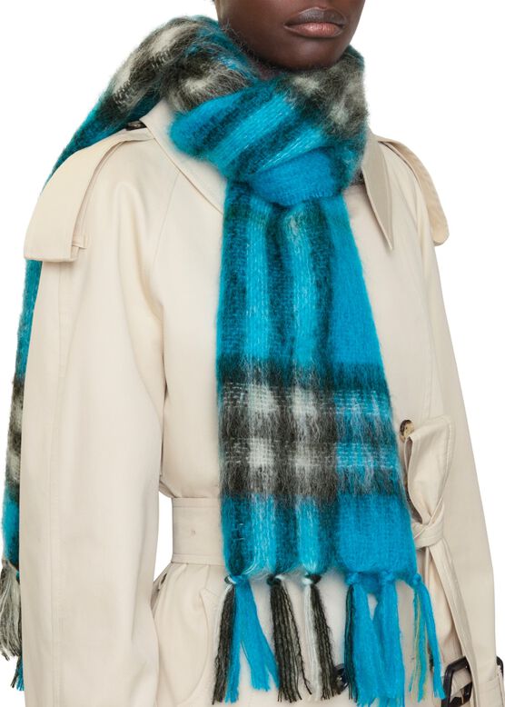 Check Mohair Wool Scarf, , hi-res