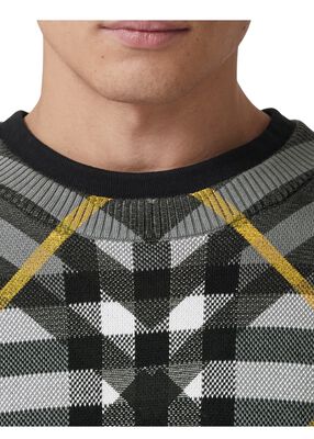 Layered Check Cotton Jacquard Oversized Sweater