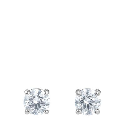 Attract Rhodium White Plated Stud Earrings