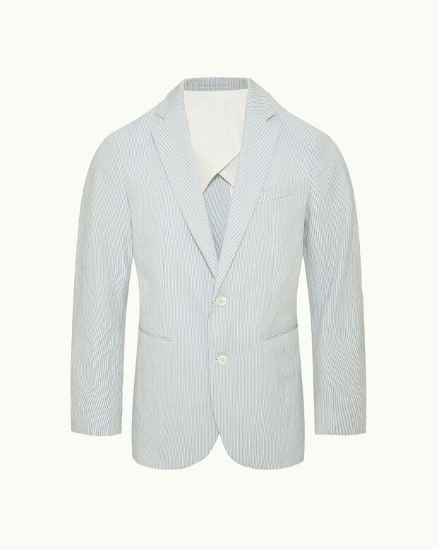 Garret Italian Seersucker Wave Blue/White Sand Stripe, , hi-res