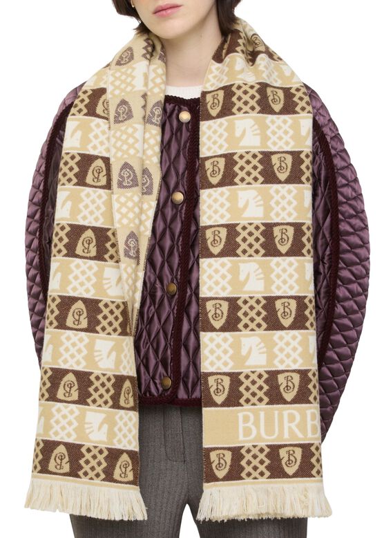 Chess Fair Isle Wool Scarf, , hi-res