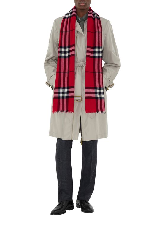 Wide Check Wool Scarf, , hi-res