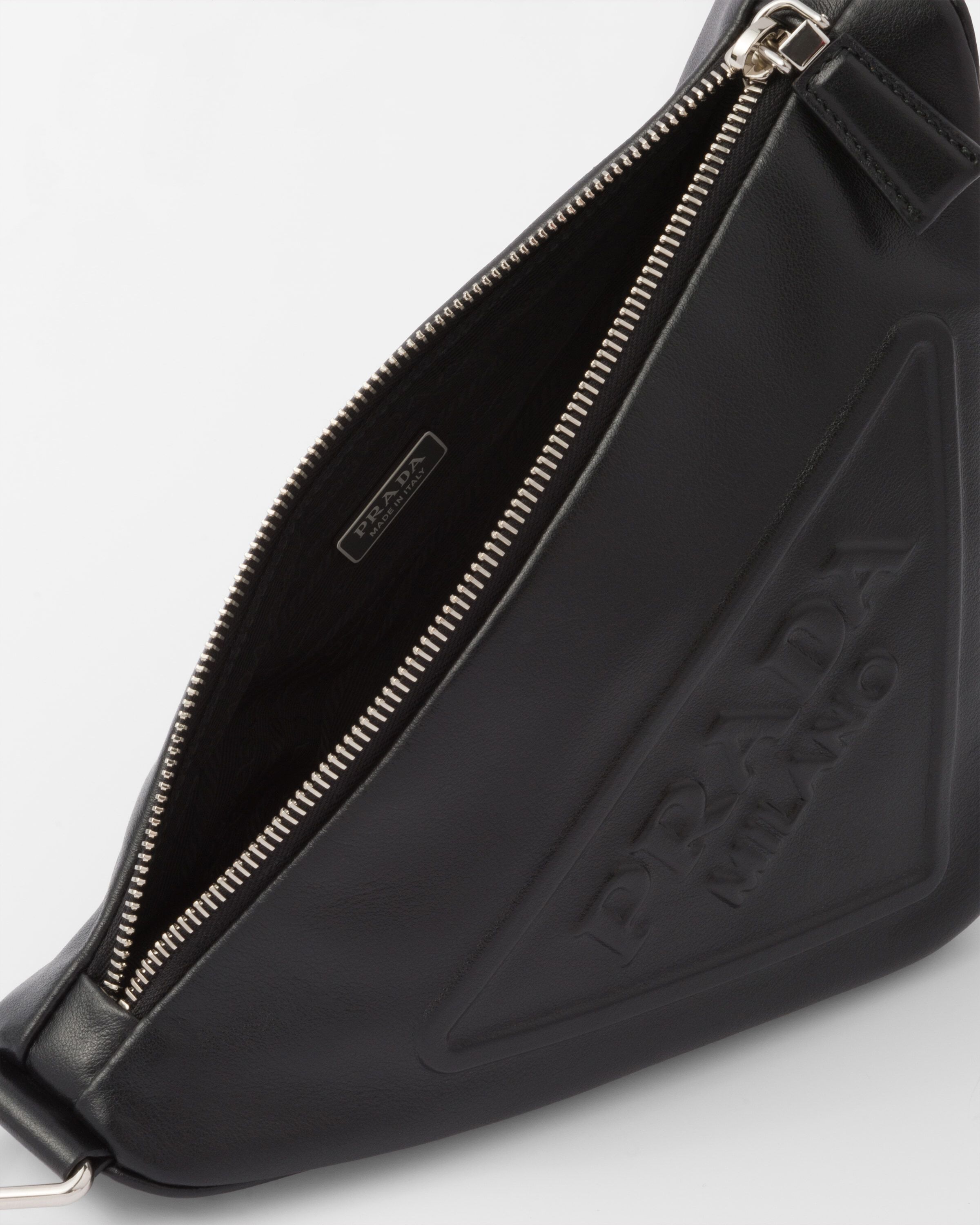 Prada triangle logo leather tote clearance