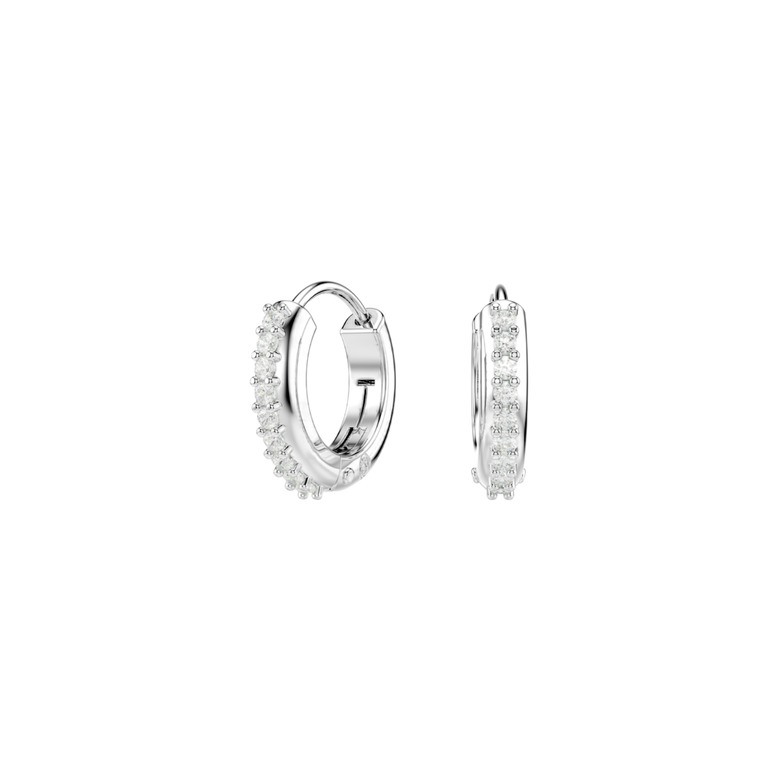 Matrix Earrings Mini Hoop White - Silver, , hi-res