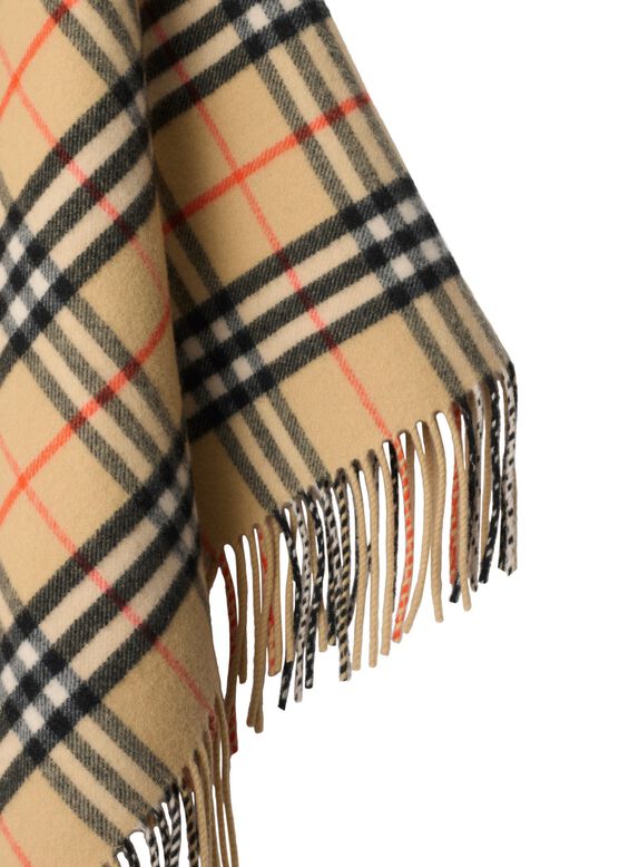 Check Wool Cashmere Cape, , hi-res