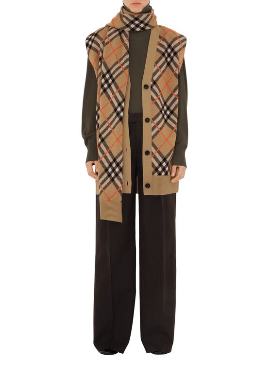Check Wool Mohair Blend Cape, , hi-res
