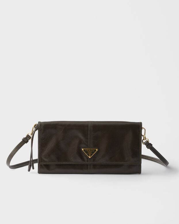 Leather wallet with shoulder strap, , hi-res