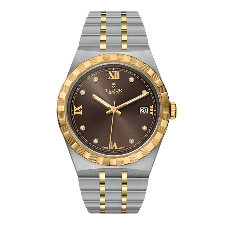 Royal S&amp;G 38mm Steel Case Diamond-Set Chocolate Dial, , hi-res