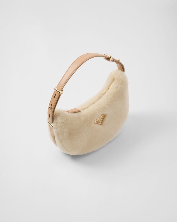 Prada Arqu&eacute; shearling and leather shoulder bag, , hi-res