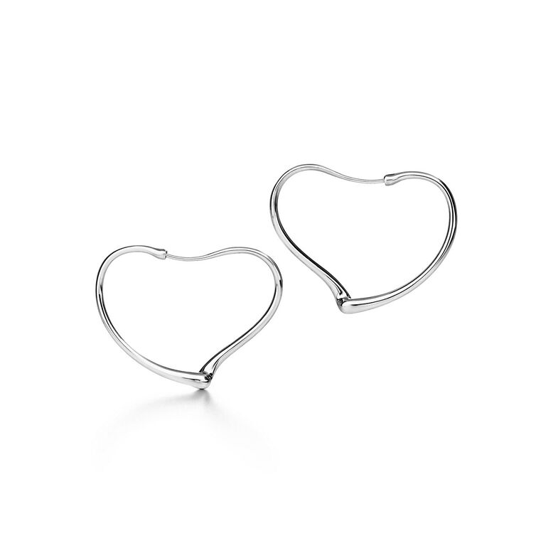 Elsa Peretti&reg; Open Heart hoop earrings in sterling silver. More sizes available. - Size Medium, , hi-res
