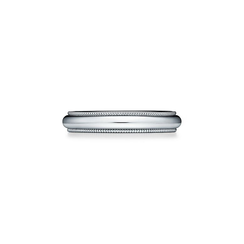 Tiffany Together Milgrain Band Ring in Platinum, 4 mm Wide - Size 7 1/2, , hi-res