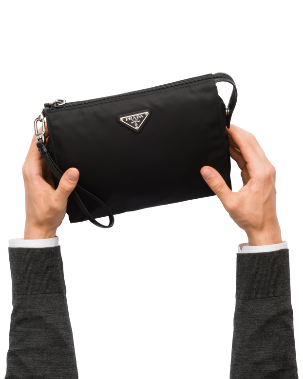 Re-Nylon and Saffiano leather necessaire, , hi-res