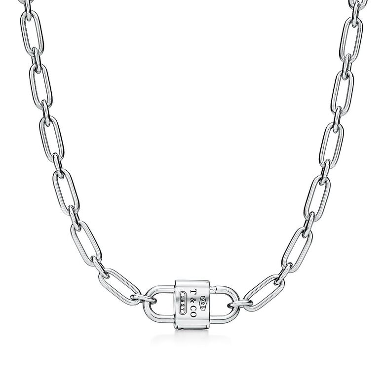 Tiffany 1837&trade; Medium Double Lock Necklace in Sterling Silver - Size 16 in, , hi-res