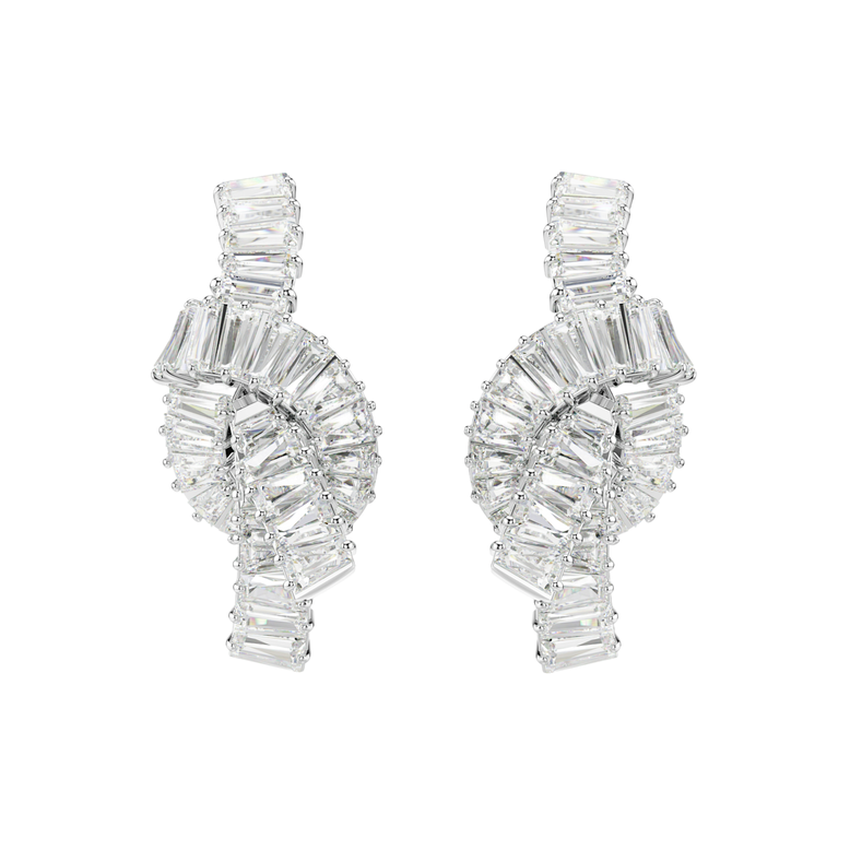 Matrix Earrings Knot White Rhodium, , hi-res