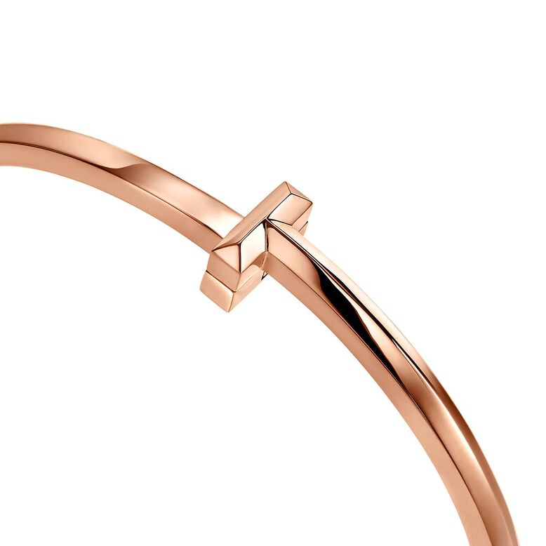 Tiffany T T1 Hinged Bangle in Rose Gold, Narrow - Size Large, , hi-res