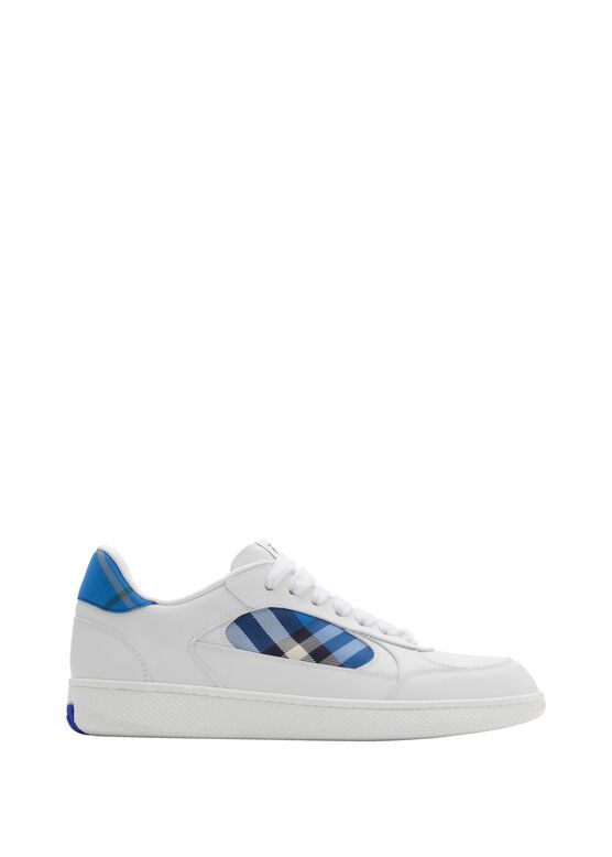 Leather and Check Terrace Sneakers​, , hi-res