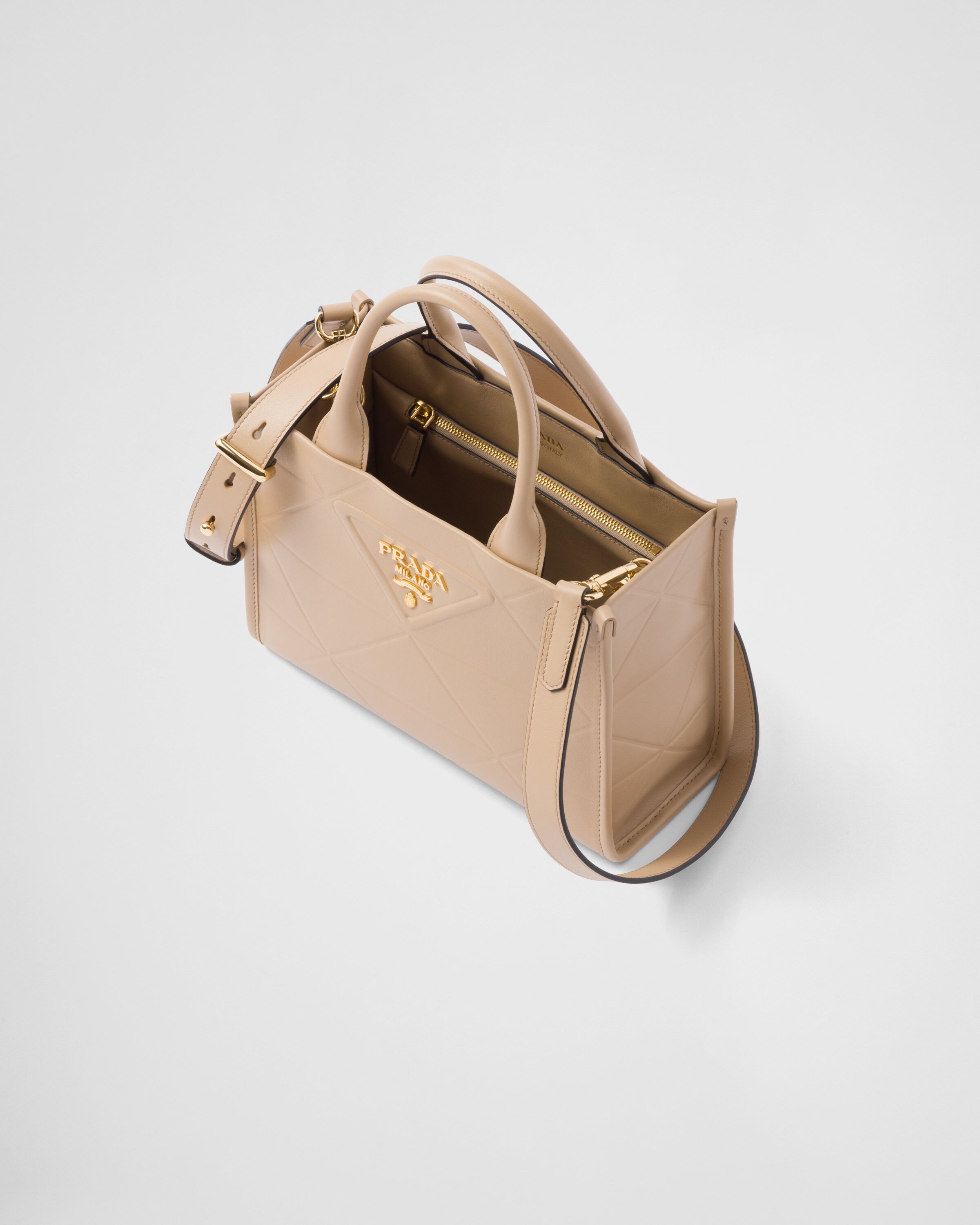 Prada Mini Prada Symbole leather bag with stitching Tote Heathrow Reserve Collect