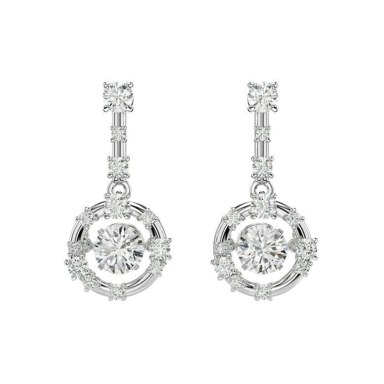 Constella Drop Dancing Stone White Rhodium Earrings - SS Box, , hi-res