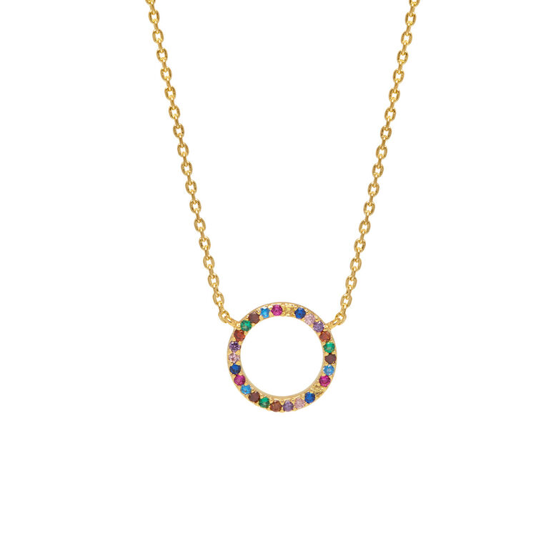 Multi CZ Circle Necklace, , hi-res