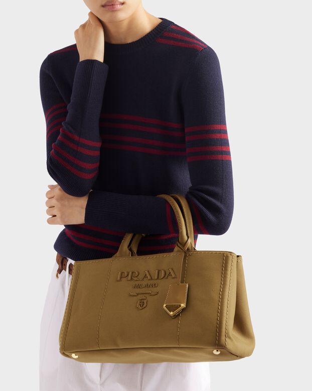 Prada Jardini&egrave;re large cotton canvas handbag, , hi-res