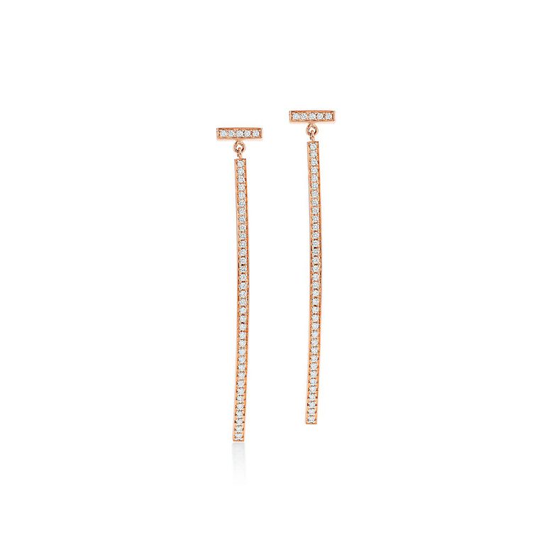 Tiffany T Diamond Bar Earrings in Rose Gold, , hi-res