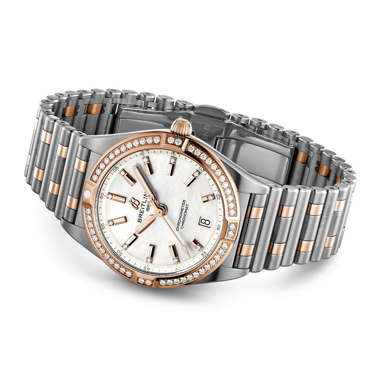 Chronomat 32 Stainless Steel &amp; 18k Red Gold (Gem-set) - Mother of Pearl Watch, , hi-res