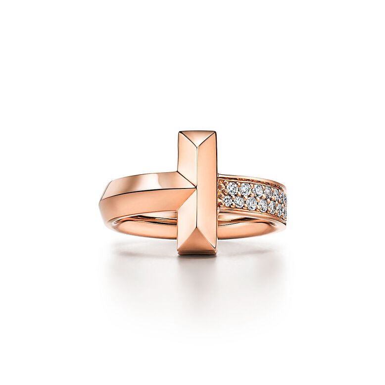 Tiffany T T1 Ring in Rose Gold with Diamonds - Size 5, , hi-res