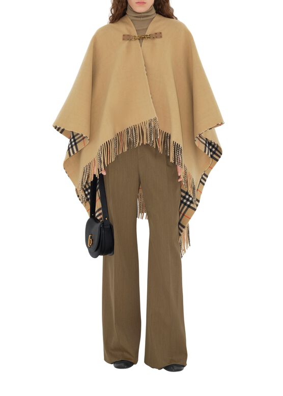 Check Wool Cape, , hi-res