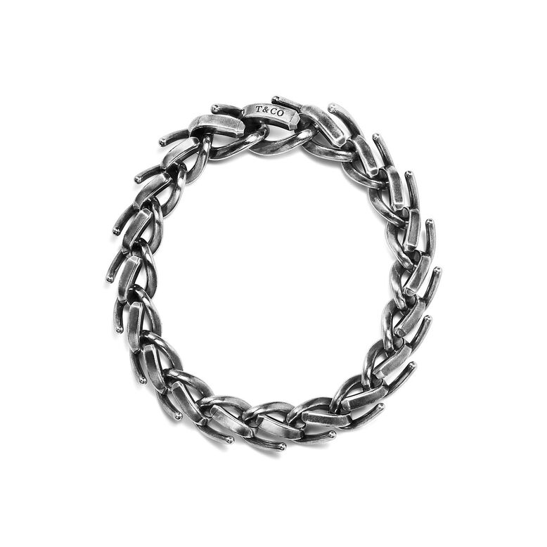 Tiffany Forge Medium Link Bracelet in Blackened Sterling Silver - Size Large, , hi-res