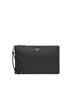 Nylon and Saffiano Leather Pouch