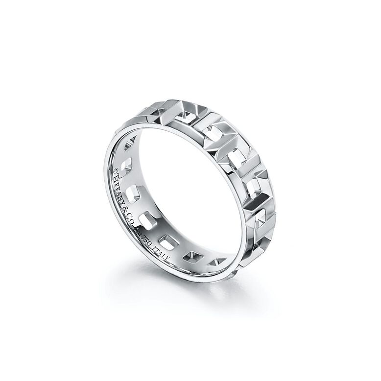 Tiffany T True wide ring in 18k white gold, 5.5 mm wide, , hi-res