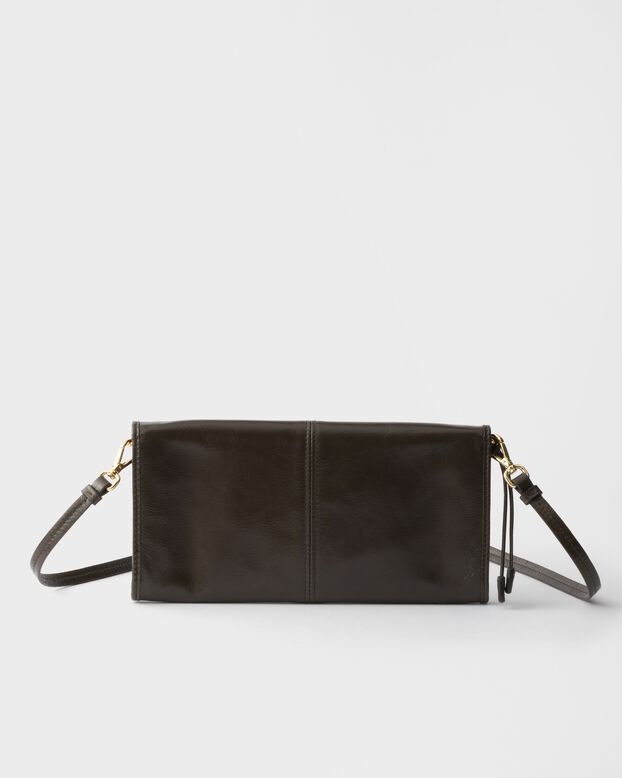 Leather wallet with shoulder strap, , hi-res