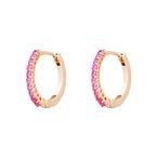 Miami Cz Hoop Earrings In Pink - Pink Gold