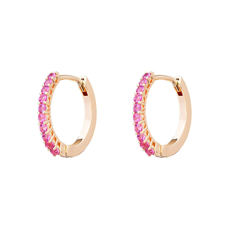 Miami Cz Hoop Earrings In Pink - Pink Gold, , hi-res