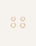 14ct Gold-Plated Hoop Earring Set of Two, , hi-res