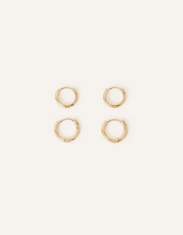 14ct Gold-Plated Hoop Earring Set of Two, , hi-res
