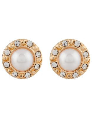 Pearl and Pave Stud Earrings