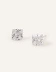 Sterling Silver Square Crystal Stud Earrings