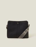 Faux Leather Webbing Strap Crossbody Bag, , hi-res